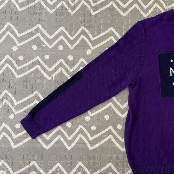 Vintage retro nautica knitted Y2K 80s funky purple USA sweater - Picture 5 of 9